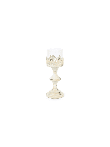 Svietnik biely s ornamentom 30x11,5 cm
