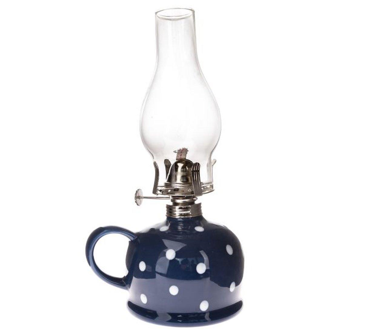 Petrolejová lampa - bodkovaná modrá