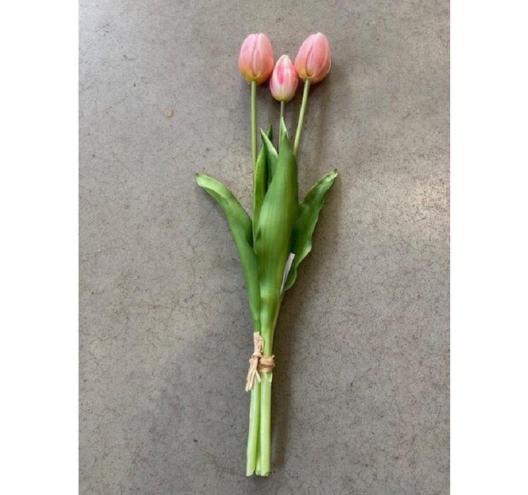 Tulipán umelý zväzok ružový 39cm
